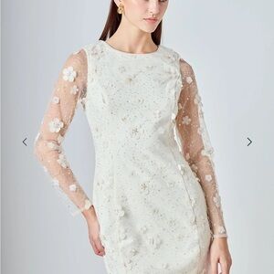 Endless Rose White Floral Long Sleeve Dress
